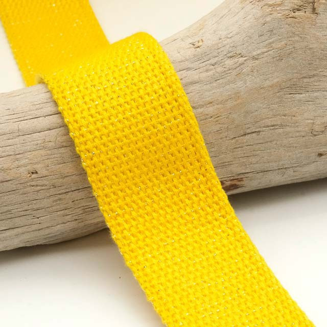 30mm Gold Lurex Cotton Ribbon, Yellow - Maison Klem